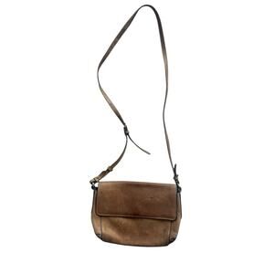 Frye Women's Small Crossbody Fold Over Light Brown‎ Leather Purse Magnetic Close